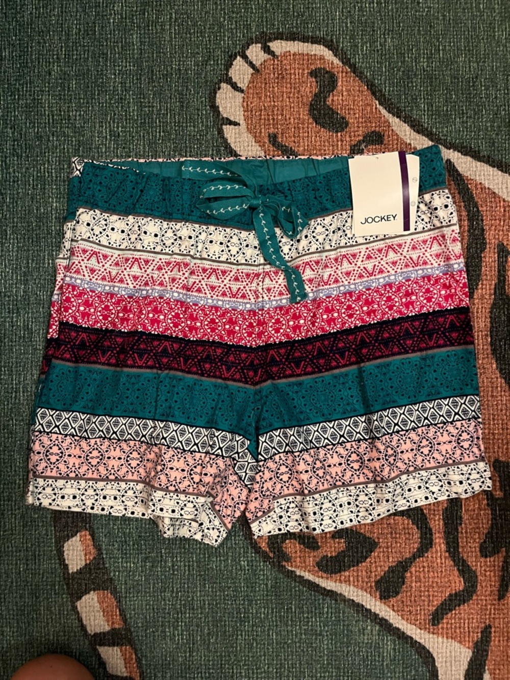 Jockey Multicolor Geo Stripe Drawstring Shorts